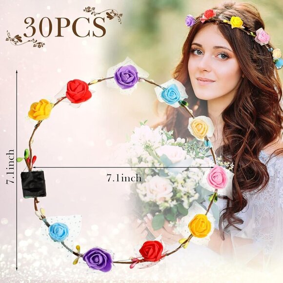 LED Flower Crown 30pcs Floral Headband Multicolor Light Up for Women Wedding main image 5